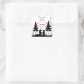 Personalisierte Bergbärenhochzeit Quadratischer Aufkleber (Tasche)