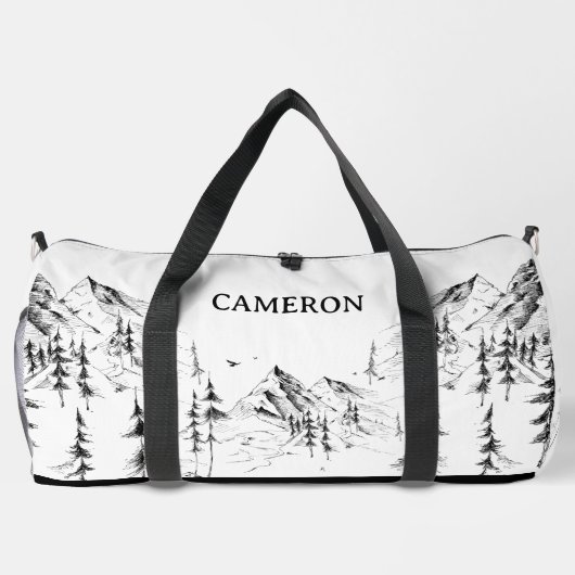 Personalisierte Berge Sketch Erlebnis wartet auf Duffle Bag (Rückseite)
