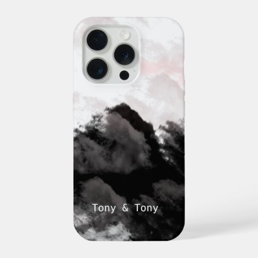 Personalisierte Berglandschaft I Schwarz-Weiß iPhone Hülle (Rückseite)