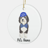 Personalisierte Bernedoodle Blue Yarmulke Bow Kraw Keramik Ornament (Links)
