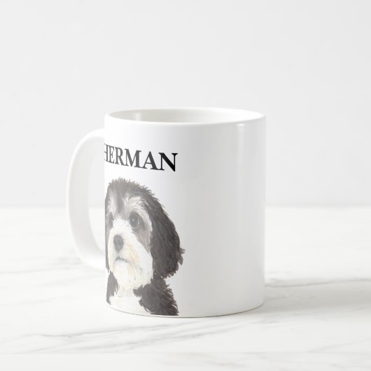 Personalisierte Bernedoodle-Getränkekasten Kaffeetasse (Vorderseite Links)