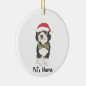 Personalisierte Bernedoodle Weihnachtsmannmütze & Keramik Ornament (Rechts)