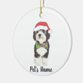 Personalisierte Bernedoodle Weihnachtsmannmütze &  Keramik Ornament (Links)