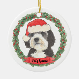 Personalisierte Bernedoodle-Weihnachtsmannmütze We Keramik Ornament