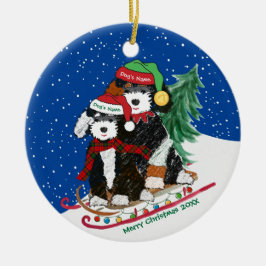 Personalisierte Bernedoodles Dekoriert Weihnachtss Keramik Ornament