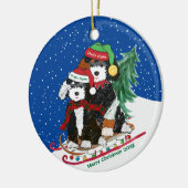 Personalisierte Bernedoodles Dekoriert Weihnachtss Keramik Ornament (Links)