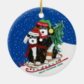 Personalisierte Bernedoodles Dekoriert Weihnachtss Keramik Ornament (Hinten)