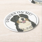 Personalisierte Berner-Hundeseihe Runder Pappuntersetzer (Angewinkelt)