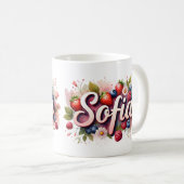 Personalisierte Berry Floral Name Tasse - "Sofia" (VorderseiteRechts)