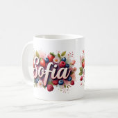 Personalisierte Berry Floral Name Tasse - "Sofia" (Vorderseite Links)