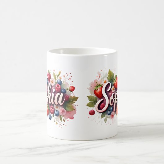 Personalisierte Berry Floral Name Tasse - "Sophia" (Mittel)