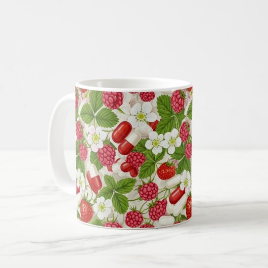 Personalisierte Berry & Pill Pattern Pharmacy-Tass Kaffeetasse (Vorderseite Links)