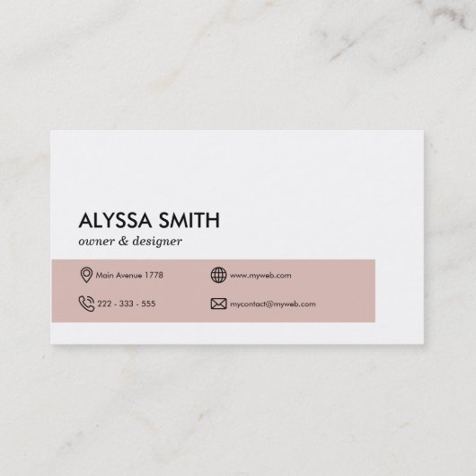 Personalisierte Berufliche Rose Rosa Elegantes Log Visitenkarte (Rückseite)