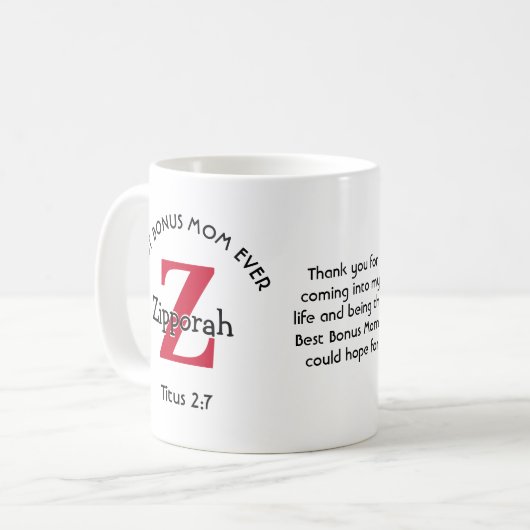 Personalisierte BEST-BONUS-MAMA JE Kaffeetasse (Vorderseite Links)