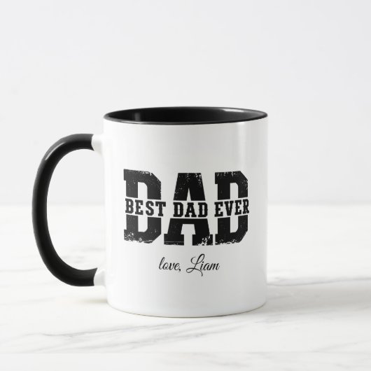 Personalisierte Best Dad Ever Fotocollage Schwarze Tasse (Links)