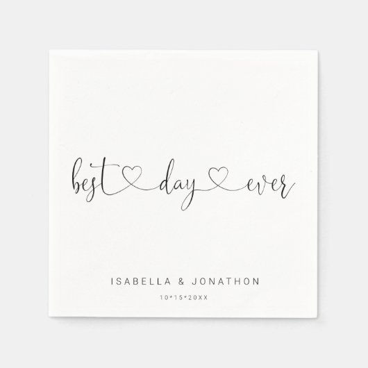 Personalisierte "Best Day Ever" Hochzeit von Napki Serviette (Vorderseite)