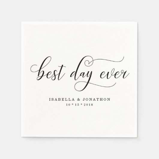 Personalisierte "Best Day Ever" Hochzeit von Napki Serviette (Vorderseite)