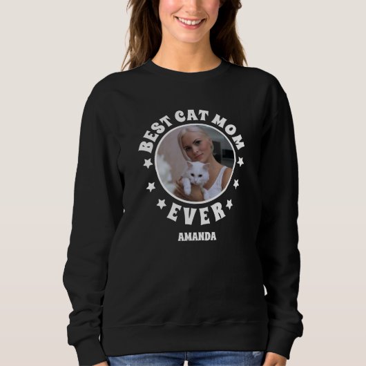 Personalisierte beste Cat Mama je benutzerdefinier Sweatshirt (Vorderseite)