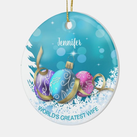 Personalisierte Beste Ehefrau Weihnachten Keramik Ornament (Links)