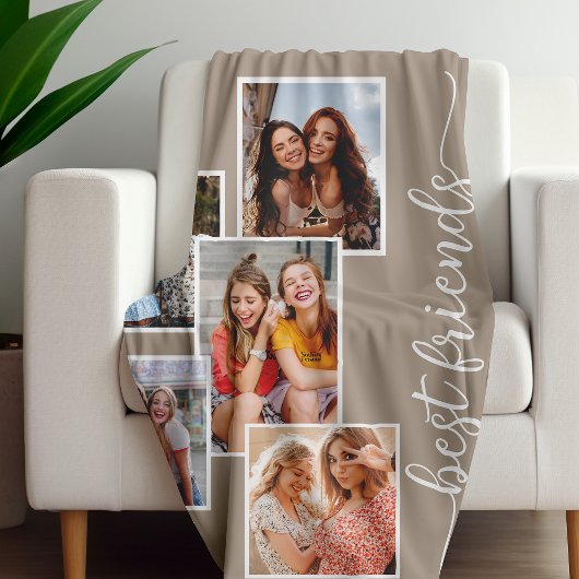 Personalisierte beste Freunde 5 FotoCollage Brown Fleecedecke