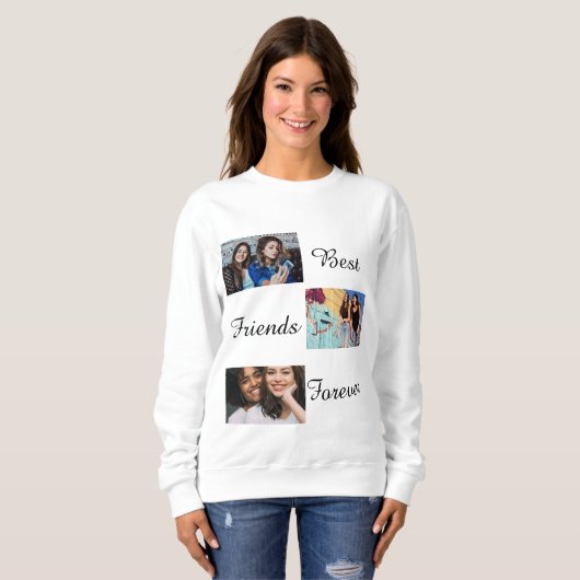 Personalisierte beste Freunde für immer 3 FotoColl Sweatshirt (Vorne ganz)