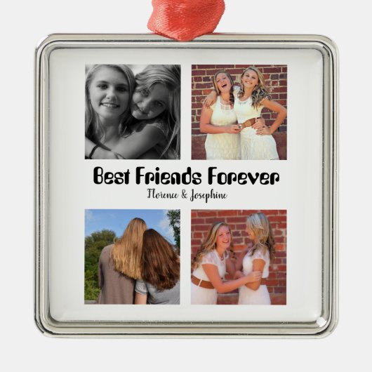 Personalisierte Beste Freunde für immer 4 Foto Col Ornament Aus Metall (Vorne)