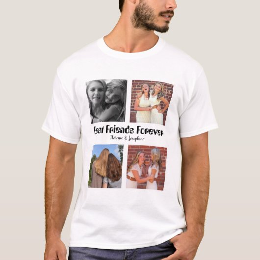 Personalisierte Beste Freunde für immer 4 Foto Col T-Shirt (Vorderseite)