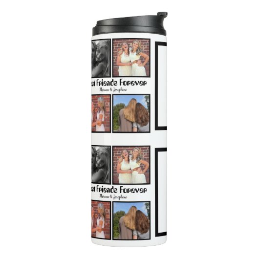 Personalisierte Beste Freunde für immer 4 Foto Col Thermosbecher (Nach links gedreht)