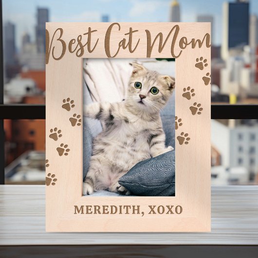 Personalisierte beste Katzenmutter Geätzte Rahmen
