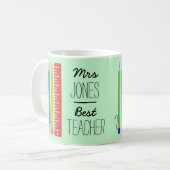 Personalisierte beste Lehrer-Bleistift-Tasse Kaffeetasse (Vorderseite Links)