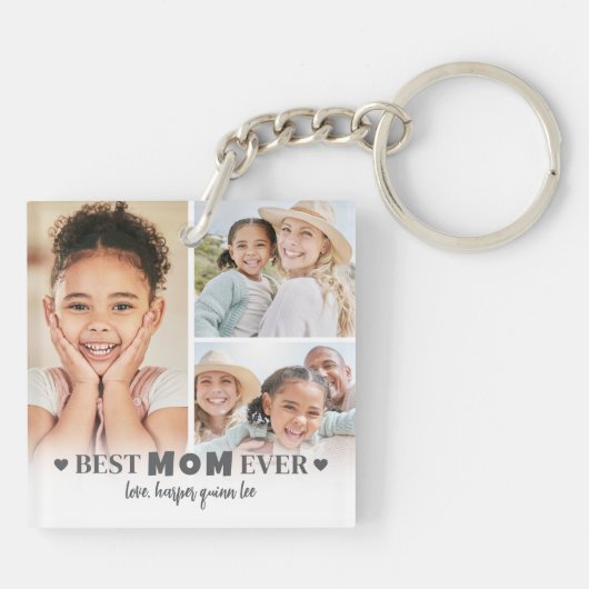 Personalisierte Beste Mama 6 Foto Collage Mutter Schlüsselanhänger (Rückseite)