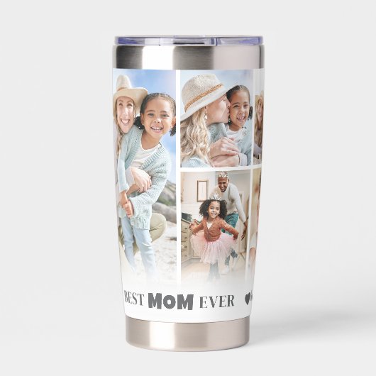 Personalisierte Beste Mama Foto Collage Mutter Thermobecher (Vorderseite)