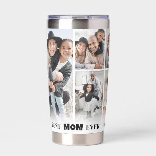 Personalisierte Beste Mama Foto-Collage Mutter Thermobecher (Vorderseite)
