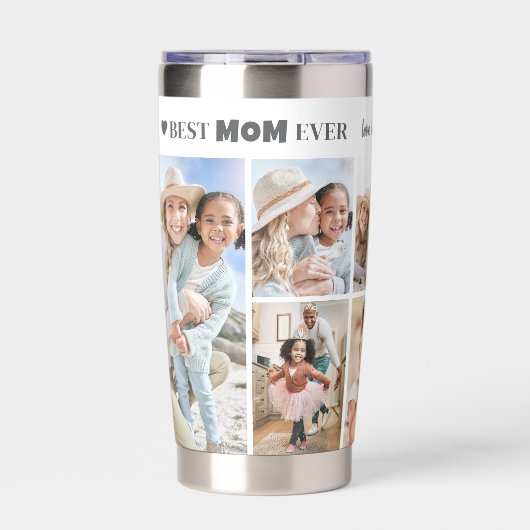 Personalisierte Beste Mama Foto Collage Mutter Thermobecher (Vorderseite)