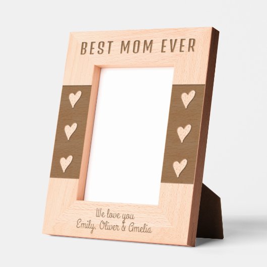 Personalisierte beste Mama Herz Keepake Geätzte Rahmen (Links)