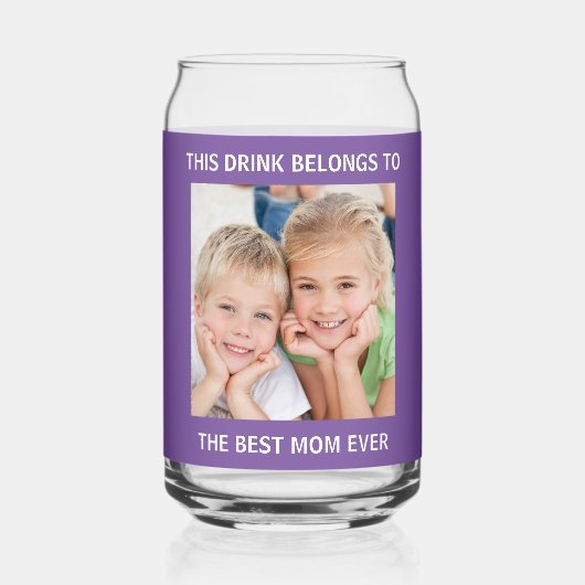 Personalisierte beste Mama je Foto Lila Dosenglas (Rückseite)