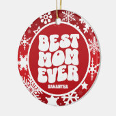 Personalisierte beste Mama je Foto Weihnachten Keramik Ornament (Links)