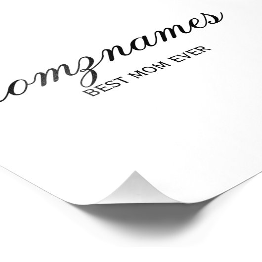 Personalisierte Beste Mama je Kalligrafiebezeichnu Fotodruck (Ecke)