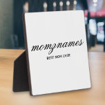 Personalisierte Beste Mama je Kalligrafiebezeichnu Fotoplatte<br><div class="desc">Feiern Sie die besonderen Mütter in Ihrem Leben mit unserem Personalisierten Design für den besten Kalligraphienamen der Mama, perfekt für Muttertag, Geburtstage oder jede Gelegenheit, Ihre Liebe zu zeigen. Dieses elegante und anpassbare Geschenk ist ideal für alle Mütter - ob sie die weltbeste Mutter aller Zeiten sind, Hundemutter, Katzenmutter oder...</div>