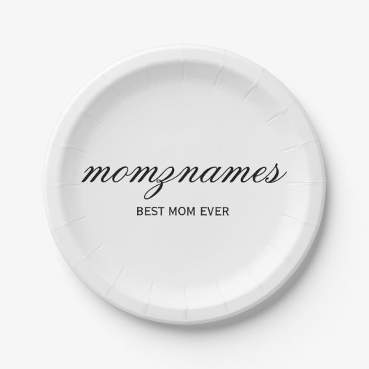 Personalisierte Beste Mama je Kalligrafiebezeichnu Pappteller (Vorderseite)