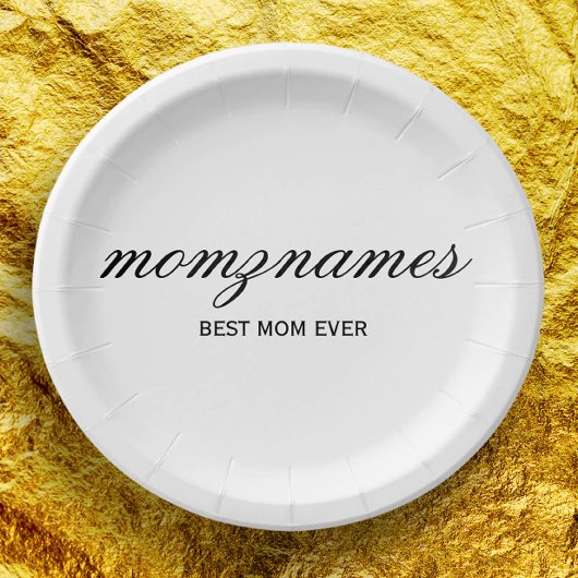 Personalisierte Beste Mama je Kalligrafiebezeichnu Pappteller