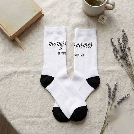 Personalisierte Beste Mama je Kalligrafiebezeichnu Socken