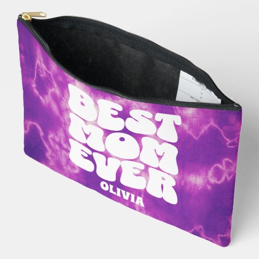 Personalisierte beste Mama je Lila Gefärbte Krawat Zubehörtasche (Offen)