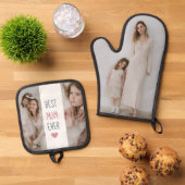 Personalisierte Beste Mama je Oven Mitt & Pot Hold Ofenhandschuh & Topflappen-Set (Oben Unten)
