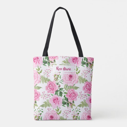 Personalisierte beste Mama je rosa Aquarellfarben- Tasche (Rückseite)