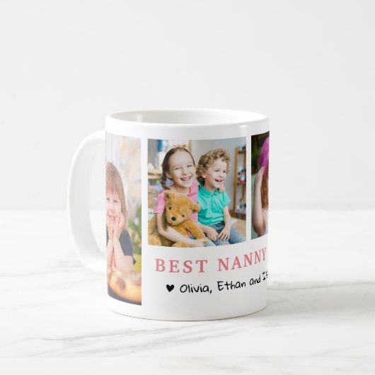 Personalisierte Beste Nanny Ever 4 Foto-Collage Kaffeetasse (Vorderseite Links)