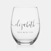 Personalisierte Beste Summe pro Script Monogram Weinglas Ohne Stiel (Vorderseite)
