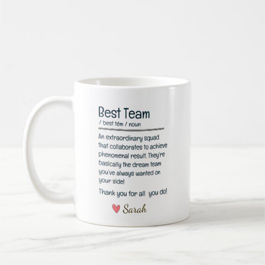 Personalisierte beste Team-Würdigung Kaffeetasse (Links)