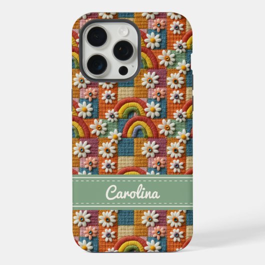 Personalisierte bestickte Regenbogen-Handyhülle iPhone Hülle (Rückseite)