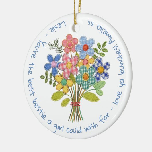 Personalisierte Bestie Patchwork Blume Geschenk Keramik Ornament (Links)